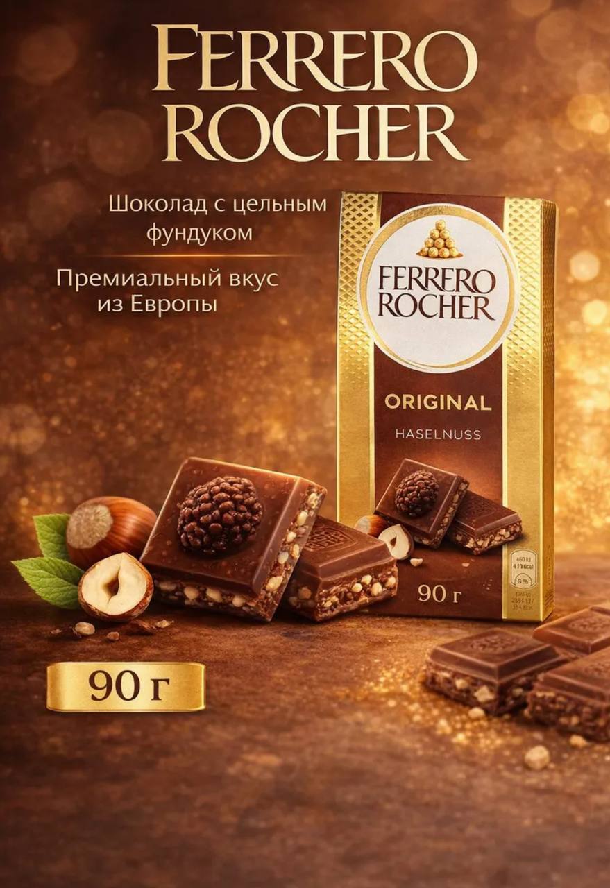 Шоколад Ферреро Роше оригинальный / Ferrero Rocher Original молочный 90г*8шт (Импорт)