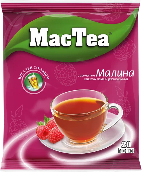 Напиток чайный растворимый Mac Tea с ароматом Малины м/уп 16г*20шт*50бл