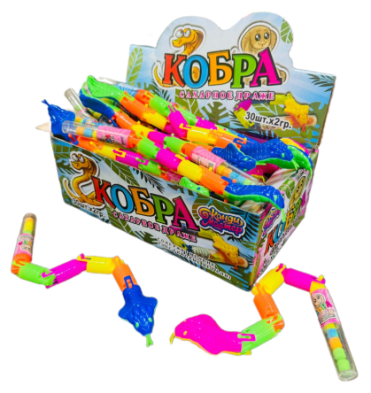 Сахарное драже с игрушкой "Кобра" 2г*30шт*12бл