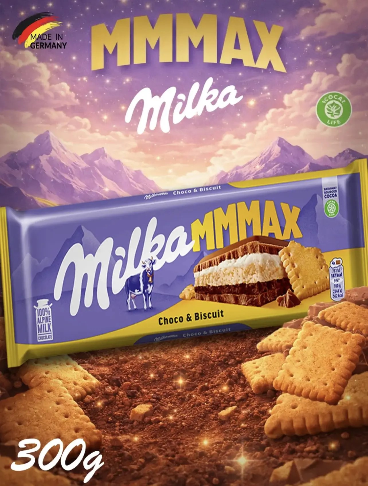 Шоколад Милка Шоколад и бисквит / Milka Choco and Biscuit 300гр*12шт