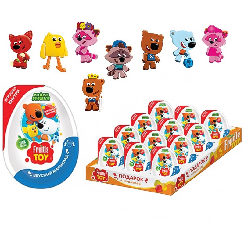 Большое пластиковое яйцо с игрушкой Фрутс Той / FRUITLS TOY "МИ-МИ-МИШКИ" 10гр*12шт*6бл