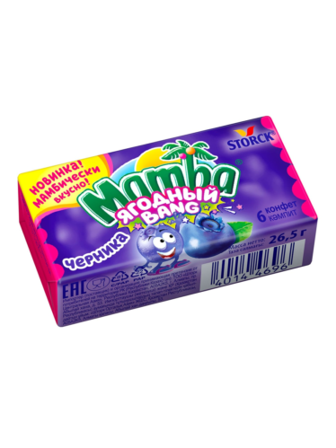 Мамба / Mamba жевательная конфета "Ягодный Удар / Ягодный Bang" 26,5г* 6бл*48шт