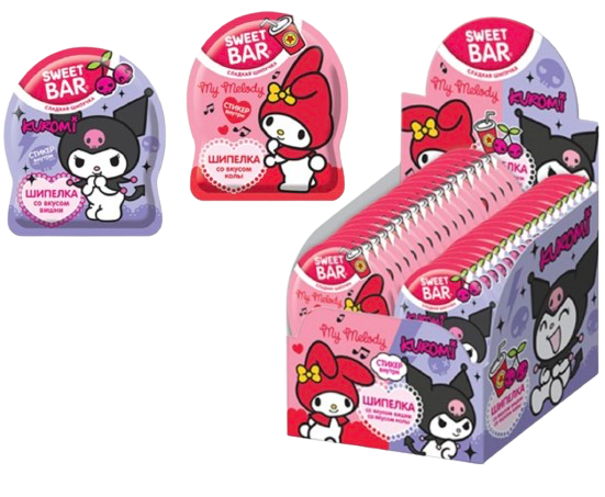 Сладкая шипучка с подарком "КУРОМИ, МОЯ МЕЛОДИЯ, СЛАДКИЙ БАР / KUROMI MY MELODY SWEET BAR" 5гр*40шт