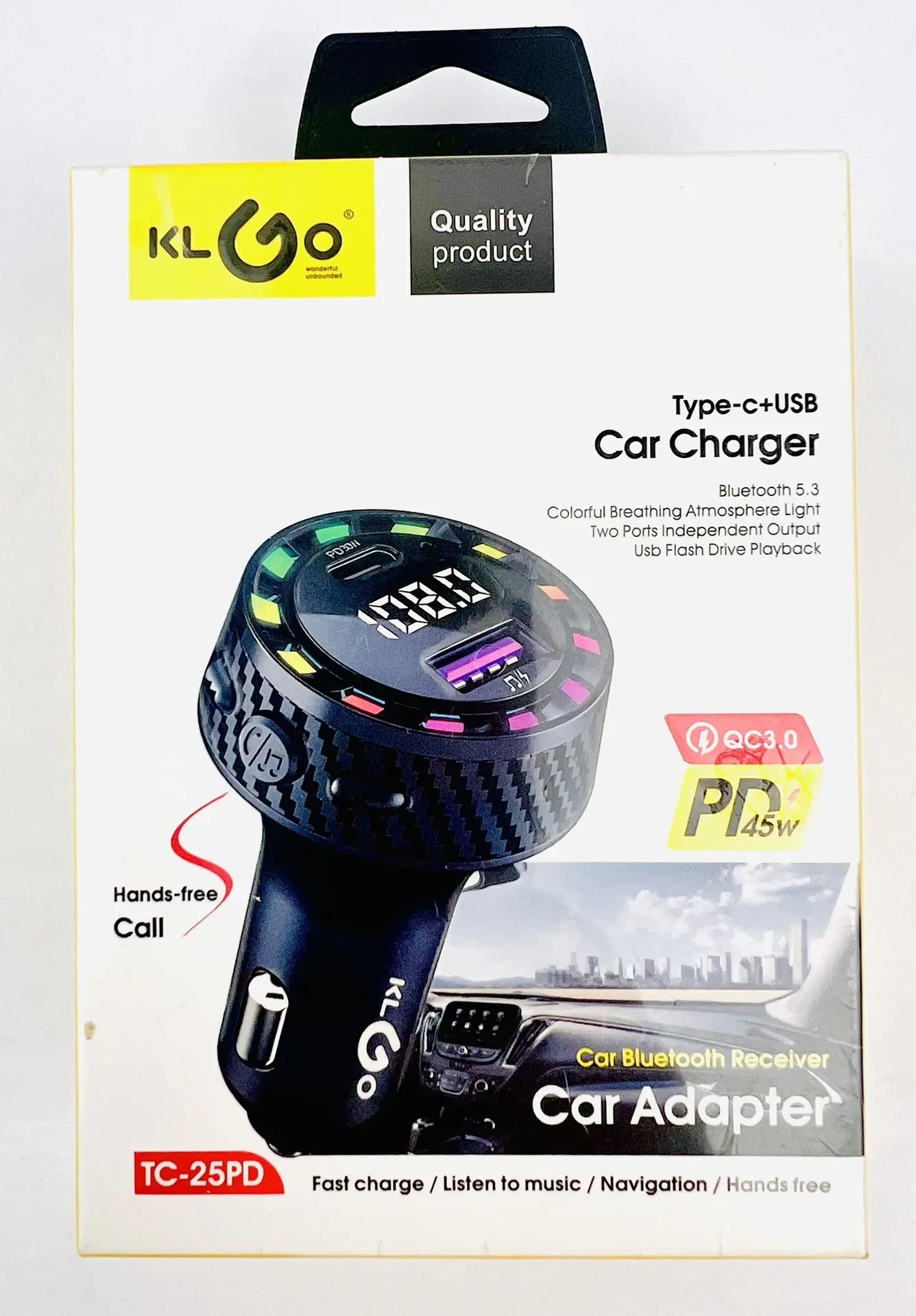 Адаптер автомобильный USB + Type-C, TC-25PD