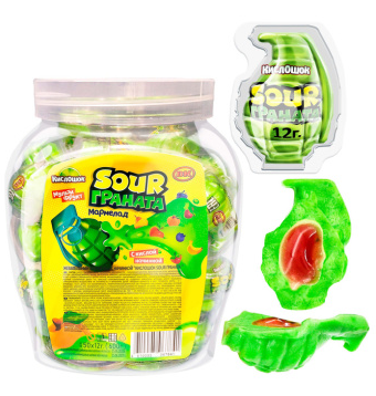 Жевательный мармелад с начинкой "Кислошок Кислый / Sour Граната" 12гр*50шт*12бл