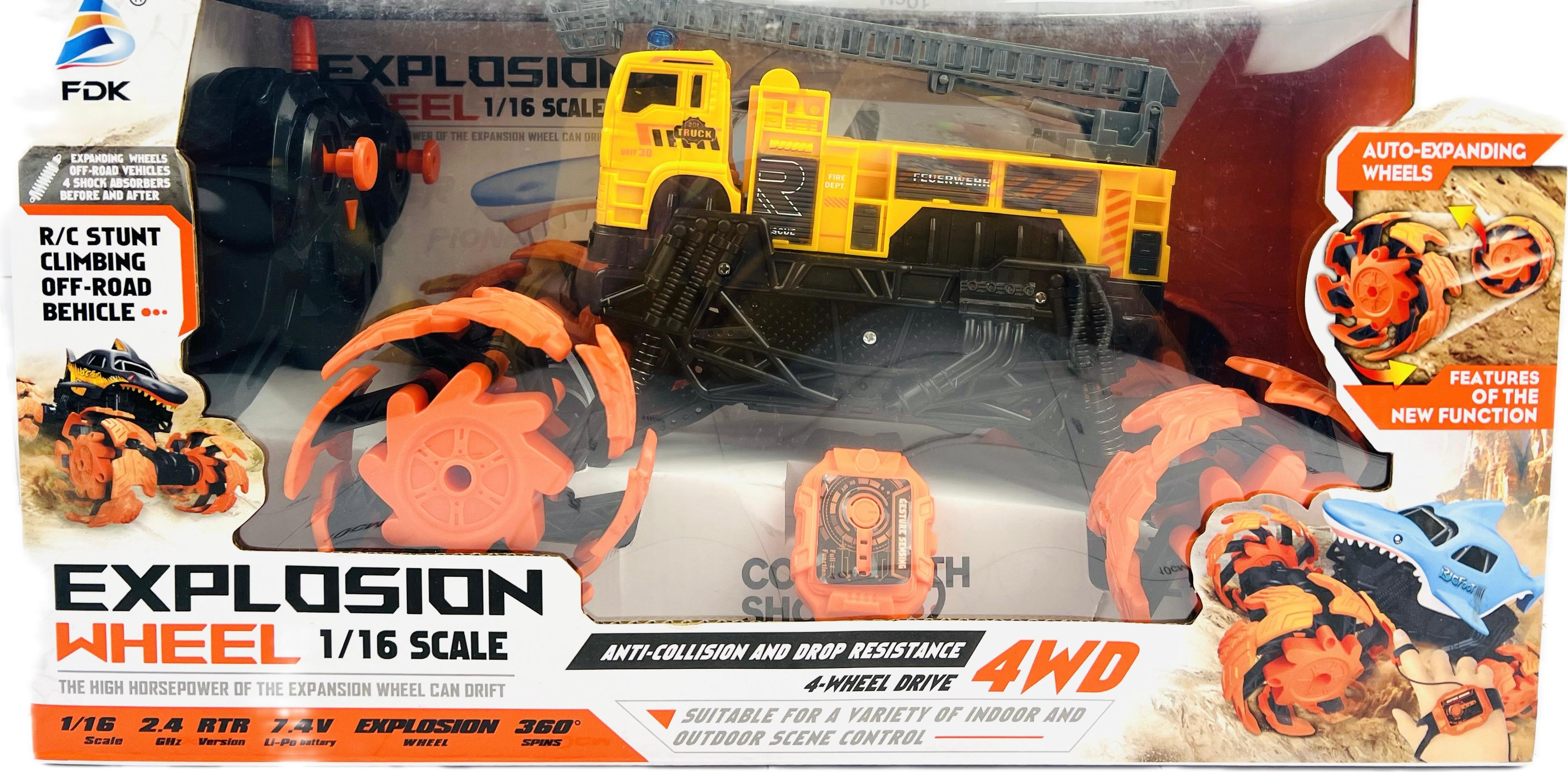 Радиоуправляемая машинка-внедорожник 4WD "ВЗРЫВНОЙ ВАЛ / EXPLOSION WHELL" желтая с функцией распознавания жестов для управления