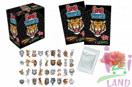 Взрывающаяся карамель Супер татуировка / Super tattoo (тигр), 12*36*1г.; EC-033