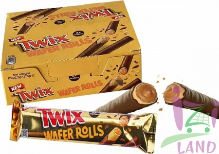 Вафельные трубочки Твикс Вафельные рулетики / Twix Wafer Rolls 22,5г*12шт*24бл (Импорт)