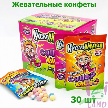 Жевательные конфеты "Кисломания Супер Кисло" 13гр*30шт*12бл