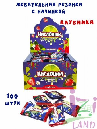 Жевательная резинка "Кислошок" с начинкой клубника 4гр*100шт*12бл