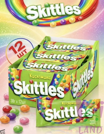 Драже "Скитлс/Skittles" Кисломикс 38г *12шт*12бл