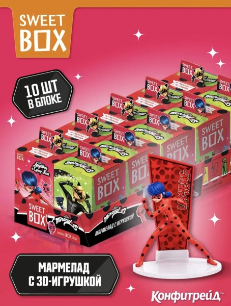СВИТБОКС / SWEET BOX ЛЕДИ БАГ(Миракулуз) Мармелад с подарком в коробочке 10гр*10шт*12бл