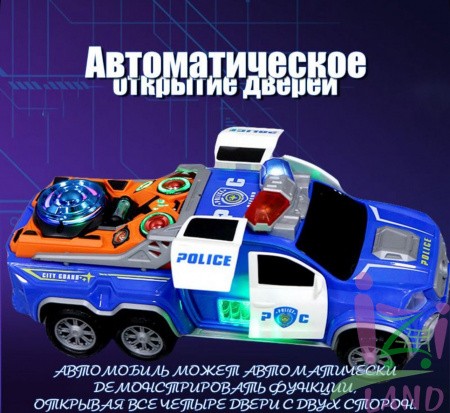 Внедорожник "Городская полиция / Sity Police" светозвуковая с открывающимися дверьми и подъемным механизмом