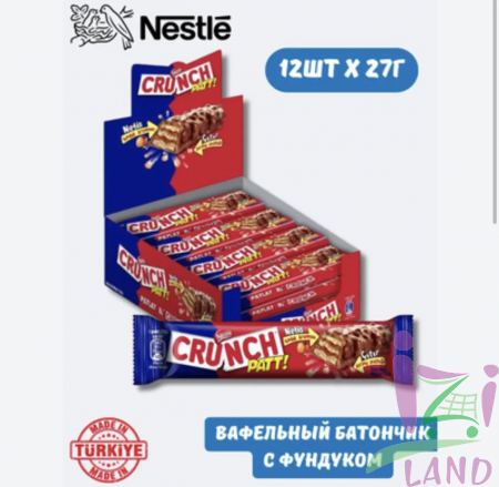 Акция!!! Вафельный батончик Нестле Кранч Пат/CRUNCH PATT с ореховой пастой 27г*12шт*16бл (Импорт)