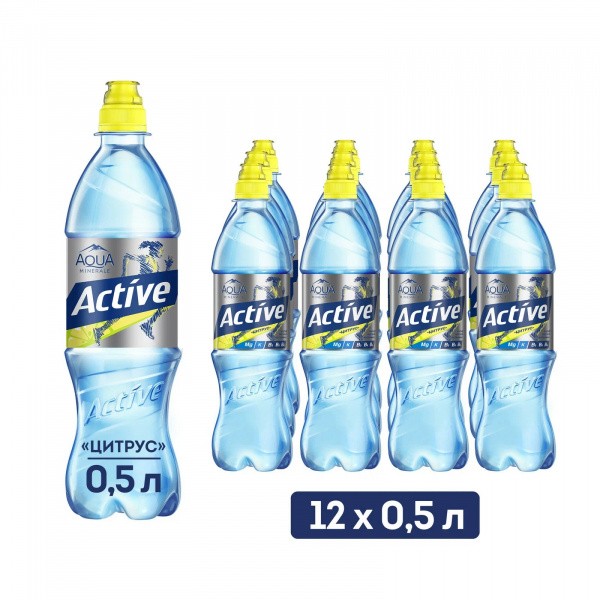 Напиток безалкогольный негазированный "Аква Минерале Актив Цитрус" со вкусом лимона 0,5л*12шт