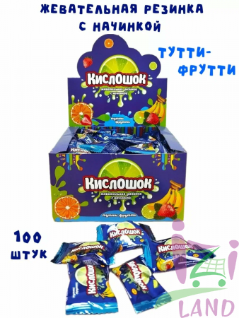 Жевательная резинка "Кислошок" с начинкой тутти-фрутти 4гр*100шт*12бл
