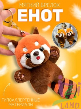 Мягкая игрушка брелок "Енот" 1/12